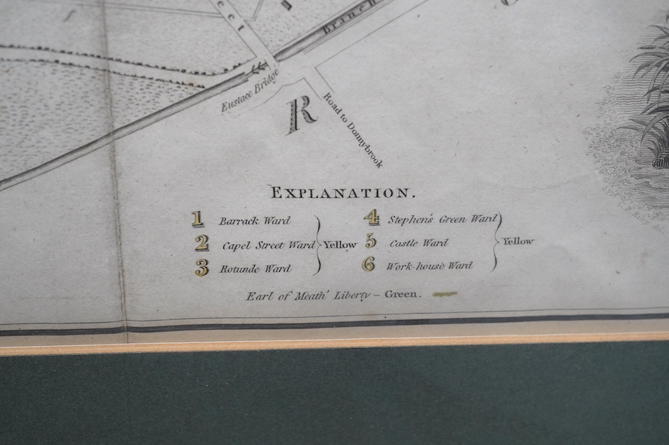 A plan of the City of Dublin ... Plans of Canal Harbour ... large scale with streets, squares and some buildings named, engraved title, framed and glazed, 49 x 75cm approx., within mount, William Faden, 1797